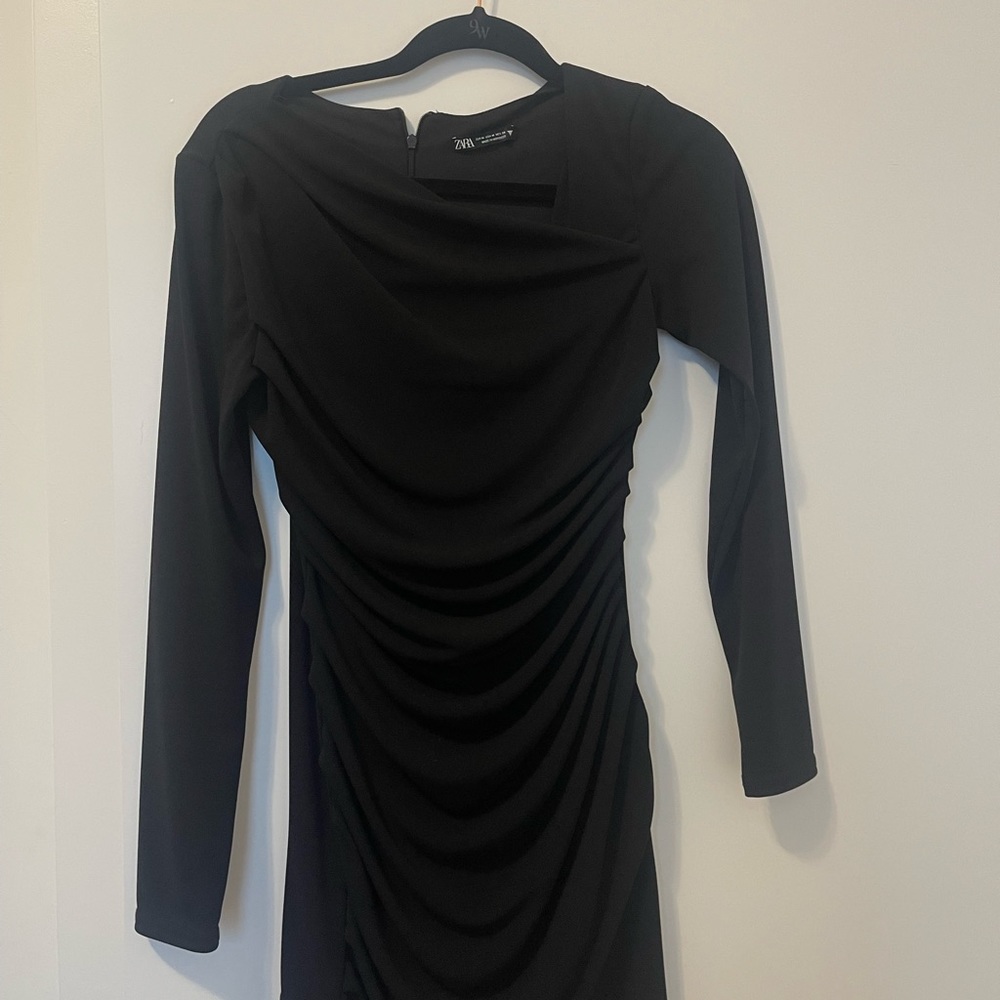 Zara asymmetrical collar dress